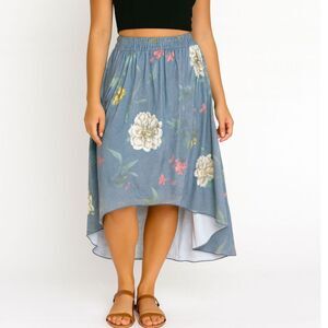 NWT Chaser x Revolve Floral High-Low Faux-wrap Midi Skirt Pull-On Waist Small